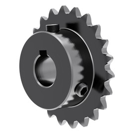 FOCMKEAS 20 Tooth Roller Chain Sprocket B Type Hardened Teeth, 25 Chain Sigle Strand 1/4-Inch Pitch, 10mm Bore Black Oxide C45 Carbon Steel, 3x1.4mm Keyway with Fasten Screws for 04C Chain
