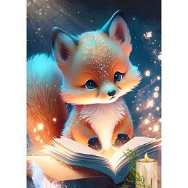 AIRDEA Cute Fox Diamond Painting Set for Adults, Diamond Painting Kits, 5D Diamond Painting Set, DIY Diamond Painting Craft Pictures Arts as a Gift for Home Wall Decor 30 x 40 cm