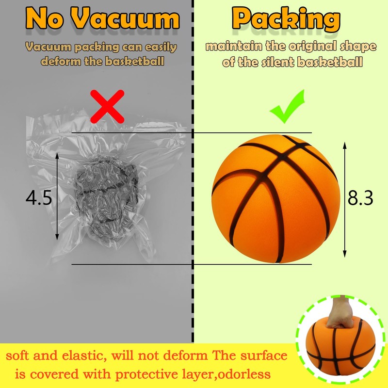 Grooved Silent Basketball 8.3 Inch, Silent Foam Basketball with Wall