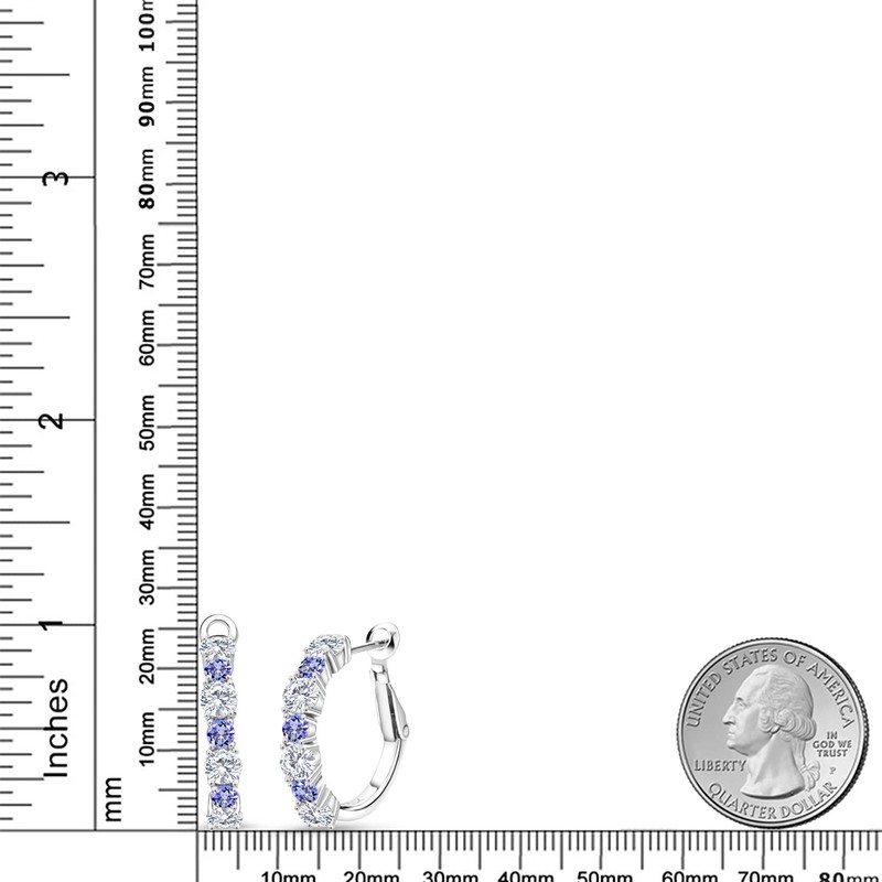 Gem Stone King 925 Sterling Silver White Moissanite and Blue