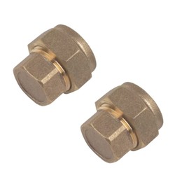 NPH 15mm Brass Compression Stop End Cap for Copper Pipe - Pack of 2
