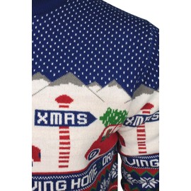 Xact Men's Nordic Fairisle Crew Neck Christmas Jumper (Driving Home - Christmas Red) M