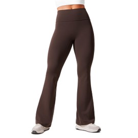 CRZ YOGA Womens Butterlift Hidden Scrunch Butt Flare Leggings 31" - No Front Seam High Waist Bootcut Yoga Pants Booty Casual Hot Fudge Brown Medium