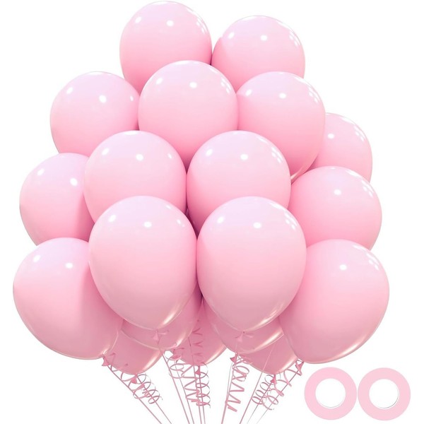 OHugs Pink Balloons, 50 Pcs 12 Inch Pink Balloons, Baby Pink Latex Balloons for Pink Theme Birthday Party, Gender Reveal, Bridal Shower, Baby Shower Wedding, and Princess Theme Girls Party Decorations