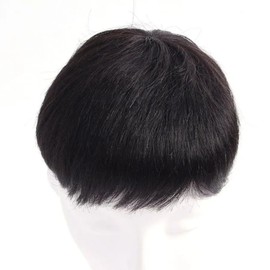 Medium Partial Wig Black Men's Crown Top Cover Human Hair Wig (WFLO8CB) / 중형 부분가발 블랙 남성 정수리 탑커버 인모 가발 (WFLO8CB)