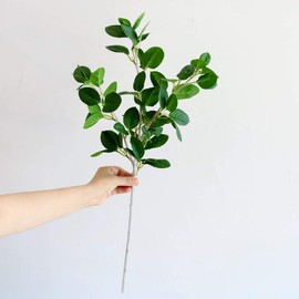 ELYJHYY Artificial Eucalyptus Branches Faux Greenery Fake Mint Leaves Faux Outdoor Shrubs in Green for Garden Wall Home Farmhouse Kitchen Decor Indoor (5PCS)