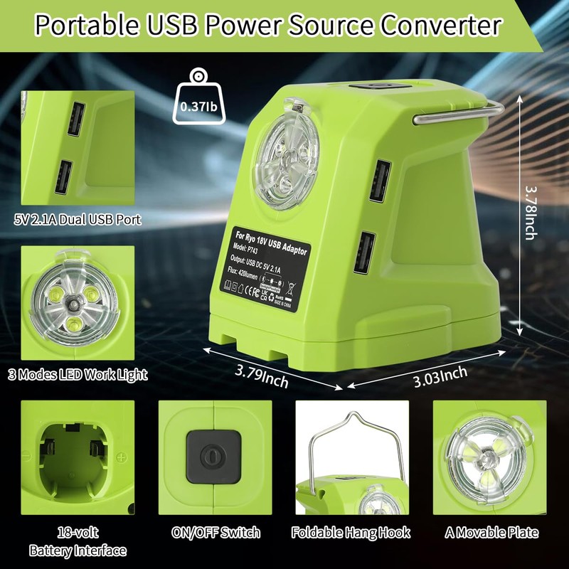 Battery Adapter for Ryobi 18volt One+ P107 P108 Li-ion Battery,Portable