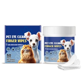 TMIYO Pet Eye Cleansing Finger Wipes 50 Pieces, Grooming Kit Care for Dogs and Cats, Angel Tear Stain Remover for All Pets