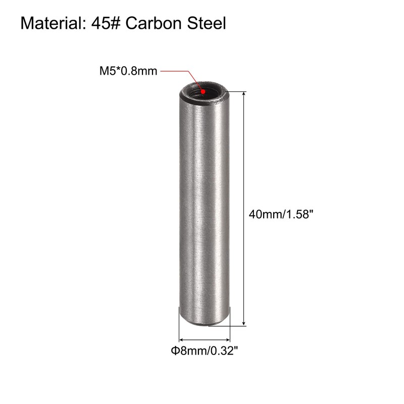 sourcing map M5 Internal Thread Dowel Pin 10pcs 8x40mm Chamfering