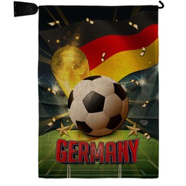 World Cup Germany Burlap Garden Flag Set Mailbox Hanger Sports Soccer Game Goal Ball Football Entertainment Activity Physical Small Decorative Gift Yard House Banner Double-Sided Made In USA 13 X 18.5