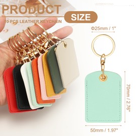 PATIKIL 10pcs Leather Keychain Blanks, 70mm Sublimation Keychain Blanks PU Leather Key Chain Bulk Keyring with Rings for Name Tag Dog Cat Collar Keys, Rectangular,Green
