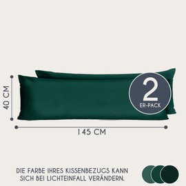 Cushion Cover 40 x 145 cm Renforcé Cotton (Set of 2) – Green – Densely Woven with 57 Threads/cm² – Cushion Cover 40 x 145 cm – Oeko Tex Certified – Dreamzie