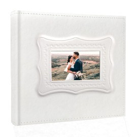 Holoary Photo Album 4x6, 200 Photos PU Leather Vintage Picture Album for Family Wedding Anniversary Baby Vacation (White)