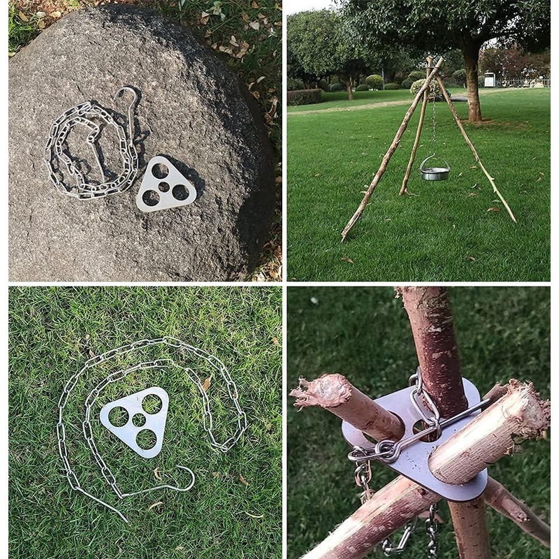 Stainless steel campfire tripod, camping tripod, barbecue accessories, campfire tripod,