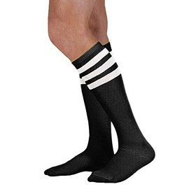 Calcetines unisex de color negro con diseño de rayas de varios colores, negro, blanco, (Black w/ White Stripes), Talla única