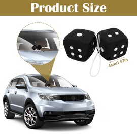 ElevateTech 2Pcs Fuzzy Dice, Vintage Soft Square Car Dice Fluffy Rearview Mirror Hanging Accessories Classic Car Decor with White Dots Suitable Trucks Buses(3Inches Black)