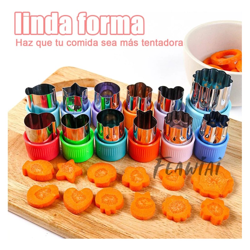 Feawiai 12 Mini Cortadores Moldes De Frutas Verduras Galletas