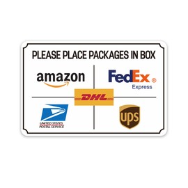 Leave Packages Here Sign, Self-Adhesive Weather & Fade Resistance Please Place Packages in Box Sign Sticker, Delivery Signs for Packages, Front Door，House, Home, Office Outdoor Use 7.9''x5.1''