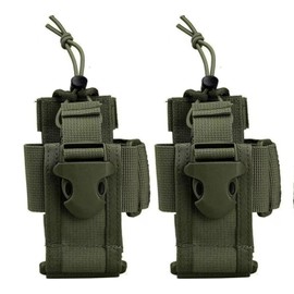 Akaaka Radio Pouch, Running, Incom, Airsoft Bag, Small, Radio Holder, Walkie Talkie Case, Mountaineering, Lightweight, Compact, Set of 2, Khaki