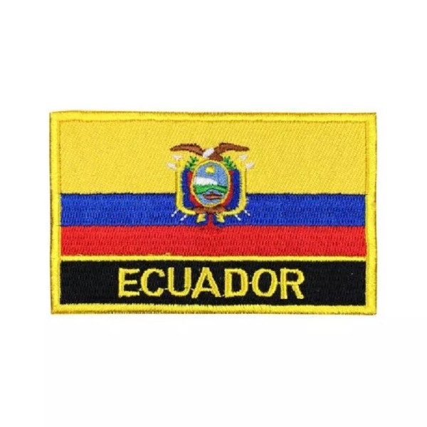 ECUADOR FLAG EMBROIDERED PATCH WITH NAME - IRON-ON - NEW