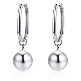 Silver Drop Earrings for Women Girls, S925 Sterling Silver Dangle Earrings with Simulated Diamond Hypoallergenic Round Earrings Jewellery Gift for Her Anniversary Birthday, with Gift Box