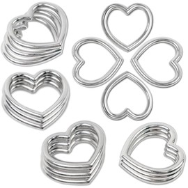 24 Pcs Heart Shape Metal Craft Ring Buckle Heart Buckle Ring Metal Heart Ring for Crafts Heart Ring for Punk Gothic Accessory (Silver)