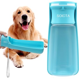 SOICTA Portable Dog Small Animals Water Bottle for Walking 19 OZ or 12 OZ Pet Water Bottles for Puppy Medium Large Dogs Little Animals Water Dispenser Dog Small Animals Water Bowl (19OZ Blue)