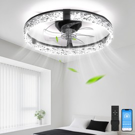 Franjulia Ceiling Fans with Lights and Remote, 20 Inch Low Profile Ceiling Fan with APP Control, 3CCT and 6 Wind Speeds Ultra Quiet for Bedroom, Living Room Modern Flush Mount Ceiling Fan with Lights