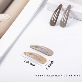 Cptots 48 PCS Small Metal Barrettes For Women Non Slip Water Drop Snap Clips For Thick Thin Fine Hair Classic Accessories,Black Brown Beige,1.97 x 0.5 In
