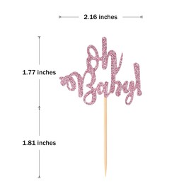 Donoter - Juego de 48 piezas de decoración para cupcakes de bebé con purpurina rosa para baby shower, decoración de pasteles de fiesta