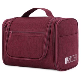 Large Hanging Toiletry Wash Bag Travel Makeup Cosmetic Organizer for Men Women by WANDF (Red)