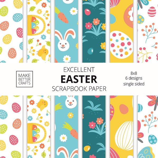 Excellent Easter Scrapbook Paper: 8x8 Easter Holiday Designer Paper for