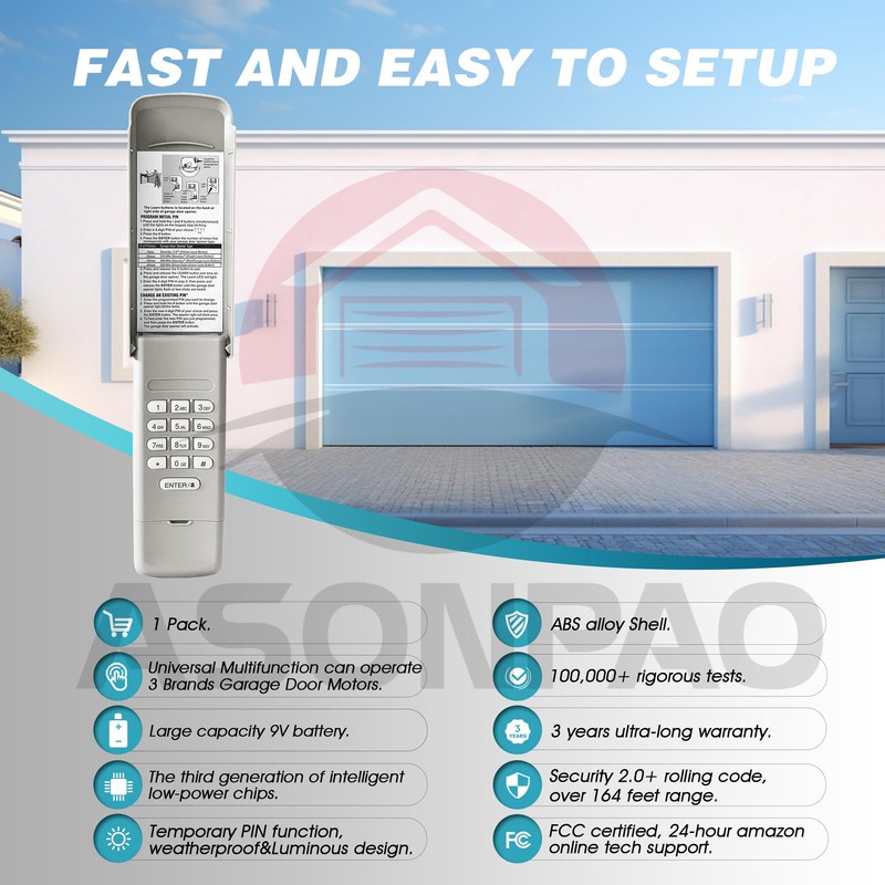1 for Craftsman Garage Door Opener Keypad, CMXZDCG440, Universal for