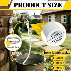 20 FT Faucet Hose Adapter for Sink, Transparent PVC Extra Long Hose and Faucet Connector with Hose Clamp for Bucket, Garden, Sink, Pet Bathing