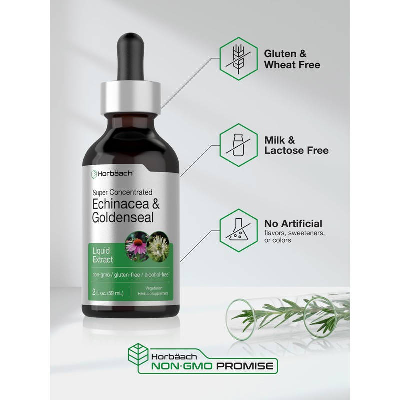 Horbäach Echinacea Goldenseal Liquid Tincture Drops | 2 fl oz