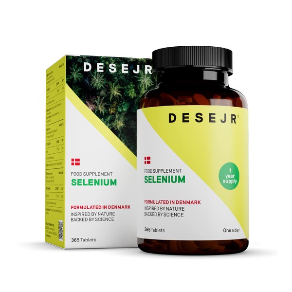 DESEJR Selenium 365 Tablets (1 Year) - 200mcg Bioactive Selenomethionine & Sodium Selenite - Made in Germany, Laboratory-Tested, GMO-Free, Vegan - 1 Tablet/Day