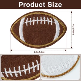 12Pcs Football Embroidered Iron On Patches - Dark Brown Iron Sew On Applique for Jeans, Clothes, Bags, Jackets, DIY Sewing Patches (2.2 X 1.4 inch)