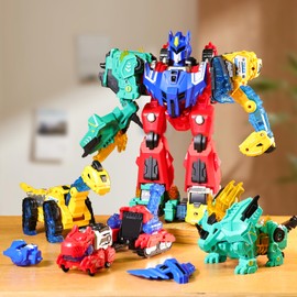 6-in-1 Magnetic Transforming Dinosaur Vehicles Set - Build Robots, Learn Colors - STEM Educational Toys for 3-6 Toddlers Boys & Girls - Perfect for Birthdays & Family Play