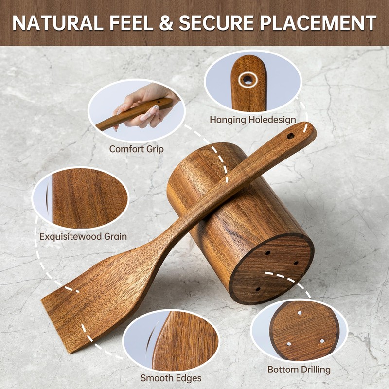 18 PCS Acacia Wooden Spoons for Cooking - Heat-Resistant, Comfort