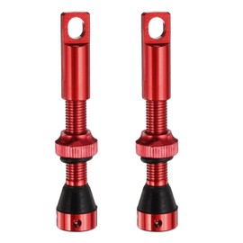 sourcing map 2pcs Tubeless Valve Stems 40mm Aluminum Alloy Tubeless Valve with 4 Hole and Removal Caps Super Light No Leak Durable Fit Most Bicycle Tubeless Rims, Red
