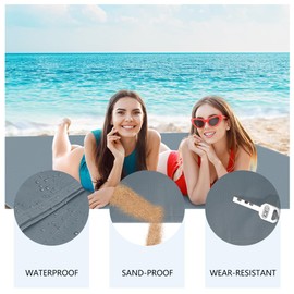 AYBUY Beach Blanket, Sand-Free, Outdoor Blanket, Ultralight Picnic Blanket, Waterproof, 200 x 140 cm, Sand Camping Blanket, Tent Underlay, Beach Towel, Beach Mat for Hiking, Camping (Grey)