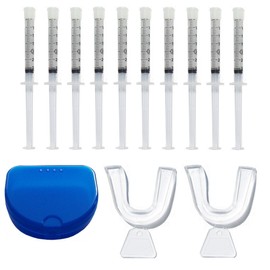 Teeth Whitening Kit 22% Carbamide Peroxide 10 Tooth Bleaching Gel Syringe Dispensers, 2 Moldable Dental Trays with Storage Case