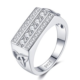 LOIPURI Mens Moissanite Wedding Band, Round Cut D Color VVS1, 925 Sterling Silver Engagement Ring for Him, Eternity Anniversary Promise Gift, Size 10