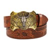 KorhLeoh Mens Western Cowboy Leather Belt - Classic Longhorn Bull