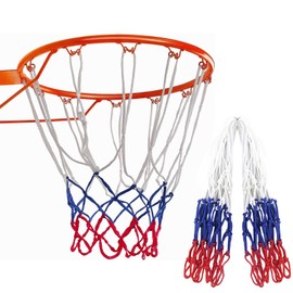 2 Pcs Basketball Nets, Professional Polyester Braided Multicolor Basketball Net Replacement, Heavy Duty 12 Ring Basketball Net, Standard Size Basketball Mesh, Basketball Net for Indoor Outdoor (2)