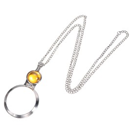 PATIKIL 1 Pcs 3X Magnification Magnifying Loupe Pendant Diameter 4.5cm Glass Lens 80cm Length Chain for Women Reading Gift Craft Gemstone Embroidery Orange
