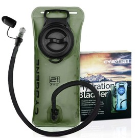 CybGene Hydration Bladder, Hydration Bag with Hose, Water Container Hydration System for Backpack with Large Opening, Leak-proof Lid, Insulated Hose Cover, for Hiking, Cycling (Green, 2L)