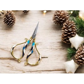 Retro Style Enamel Sewing Scissors, Rustic Shabby Chic Design, 11 cm (Sky Blue)
