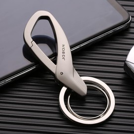 Rockyu Keychain, Men's, Cool Gray, Silver, Black, Carabiner, Hook, Keychain, Durable, Lightweight, Zinc Alloy, Stylish, Car, Motorcycle, Home, Keyring, chrome