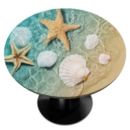 Mantel redondo ajustable con estrella de mar elástica, mantel elástico para mesa redonda, impermeable, se adapta a mesas de hasta 45 a 56 pulgadas de diámetro